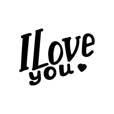 Seni seviyorum, romantik bir tema vektör illüstrasyonunda el yazısıyla yazılmış harfler.