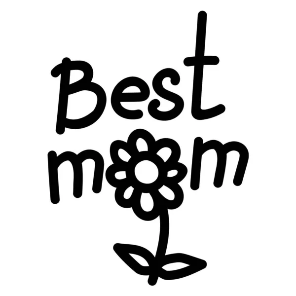Beste Mama Handgeschriebener Schriftzug Und Doodle Blume Für Postkarten Oder — Stockvektor