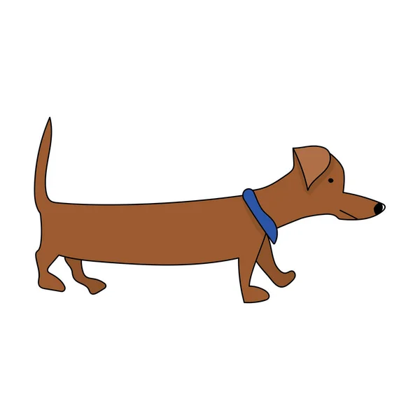 Dachshund Chien Dans Style Dessin Animé Long Animal Compagnie Brun — Image vectorielle