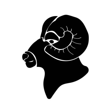 Burç imzası Aries silueti, 12 burç işaretinden biri vektör illüstrasyonu