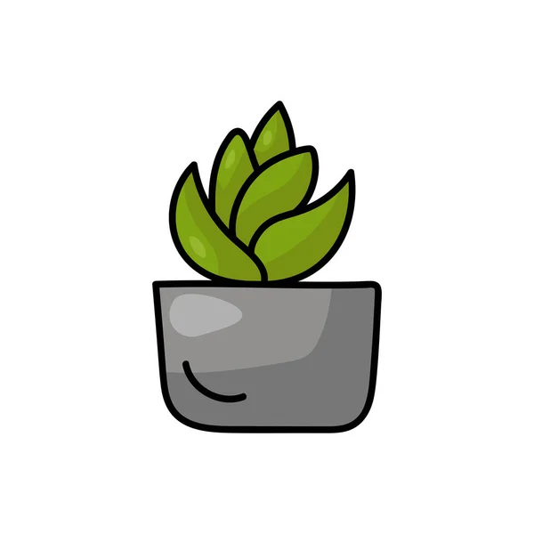 Topsy Turvy Pot Plant Doodle Style Gray Flower Pot Bright — Stock Vector