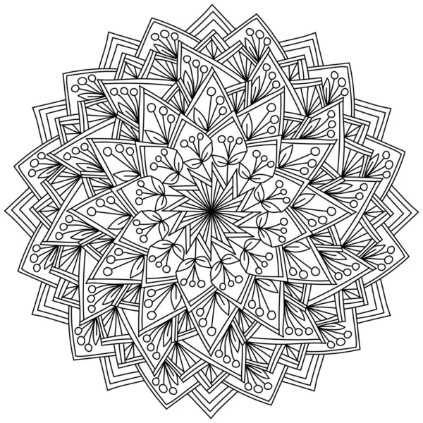 Mandala Avec Des Baies Gribouillage Pétales Fantaisie Triangulaires Illustration Vectorielle — Image vectorielle