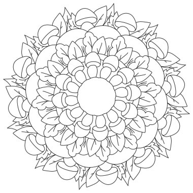 Mandala mandala mandala ve orman teması illüstrasyonunda renk sayfası