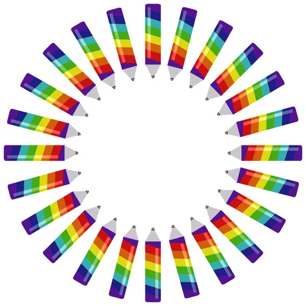 Cadre Rond Crayon Arc Ciel Élément Décoratif Sept Éléments Créatifs — Image vectorielle