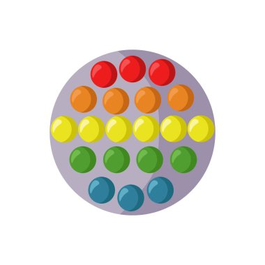 Stres giderme oyuncağı renkli yuvarlak detaylar, anti-stres nesne vektör illüstrasyonunu patlat