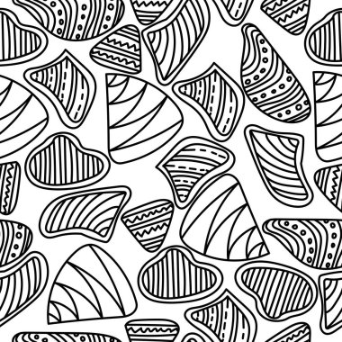 Desenli çizgili noktaların soyut, beyaz arkaplan vektör illüstrasyonunda fantezi zen desenleri.