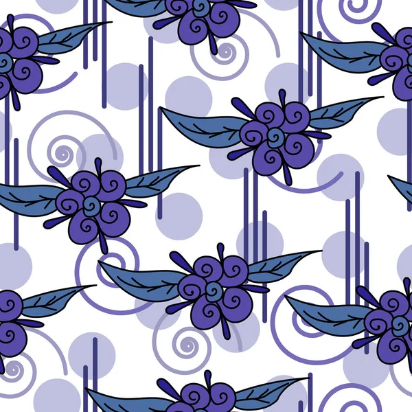Abstrait Fleurs Doodle Motif Sans Couture Couleur Bleue Plantes Fantastiques — Image vectorielle