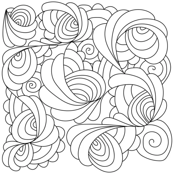 Página Para Colorear Contorno Abstracto Con Rizos Ondas Patrones Meditativos — Vector de stock