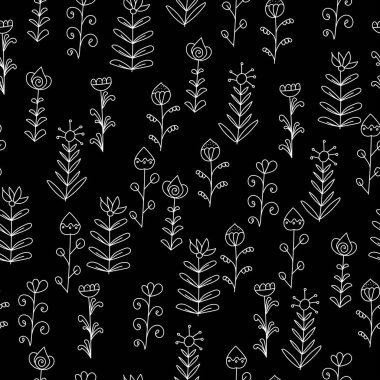 Siyah arkaplan vektörü çiziminde beyaz çizgilerin kusursuz deseni