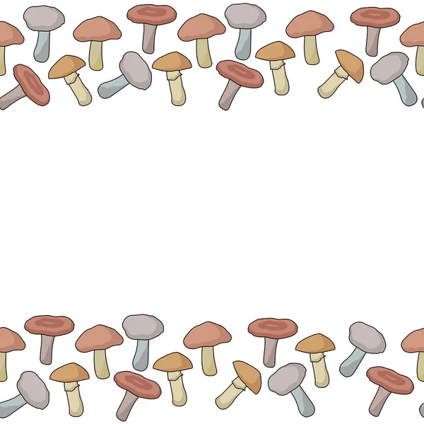 Bordi Orizzontali Funghi Commestibili Vario Tipo Elementi Naturali Autunnali Illustrazione — Vettoriale Stock