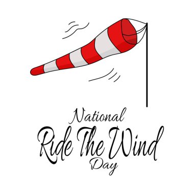 National Ride The Wind Day, afiş veya poster vektör illüstrasyonu için çizgili rüzgar işareti