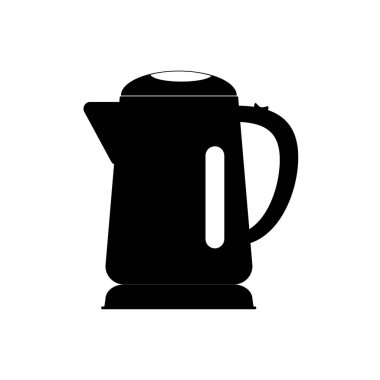 Elektrikli çaydanlık silueti, su vektörü resimlemesini ısıtmak için mutfak aleti.
