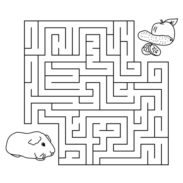 Labyrinth Spiel Füttert Das Tier Malseite Für Kinder Füttert Das — Stockvektor