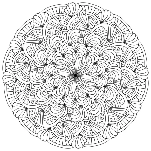 Mandala Abstrait Avec Pétales Points Ornés Illustration Vectorielle Page Colorier — Image vectorielle