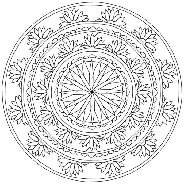 Streszczenie Mandala Ozdobnych Kwiatów Lotosu Kropki Medytacyjne Kolorowanki Wektor Ilustracji — Wektor stockowy