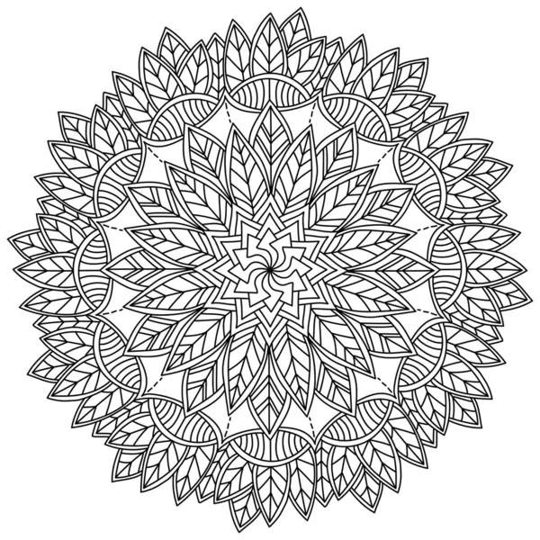 Ornate Mandala Met Bladeren Patronen Herfst Meditatieve Kleuren Pagina Vector — Stockvector