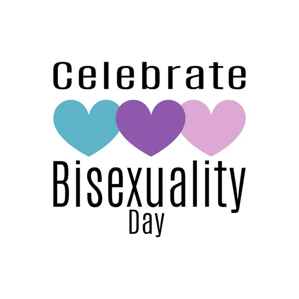 Célébrez Journée Bisexualité Idée Affiche Bannière Carte Vœux Trois Cœurs — Image vectorielle