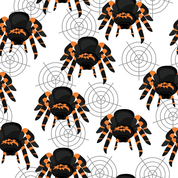 Tarântula Aranha Sem Costura Padrão Animal Brilhante Com Oito Pernas — Vetor de Stock