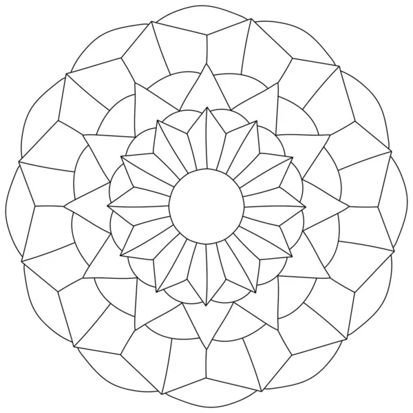 Eenvoudige Mandala Van Geometrische Vormen Lineaire Kleurplaat Voor Creativiteit Vector — Stockvector