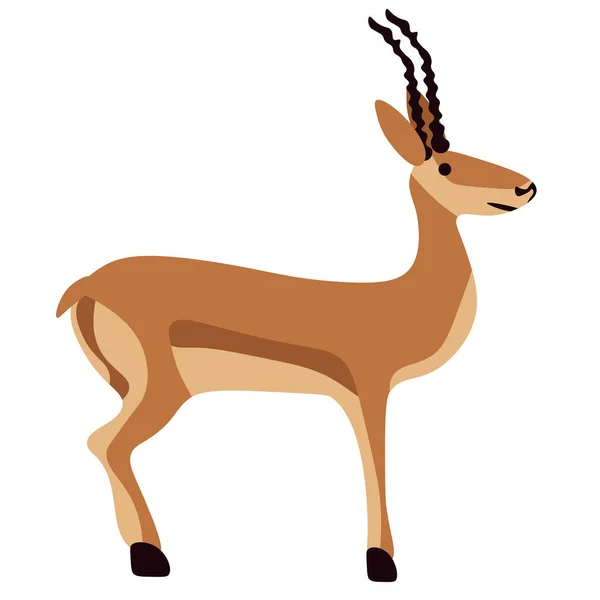 Flat Style Antelope Fast Hoofed Animal Vector Illustration Design — Stock Vector
