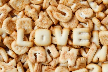 Valentine's Day, aşk kelime çerezleri harfler arran ile oluşur