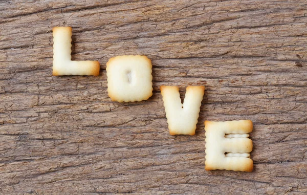 Valentine 's Day, LOVE word composed of with cookies letters — стоковое фото