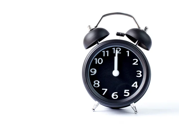Zwarte dubbele bell alarm clock op witte achtergrond — Stockfoto