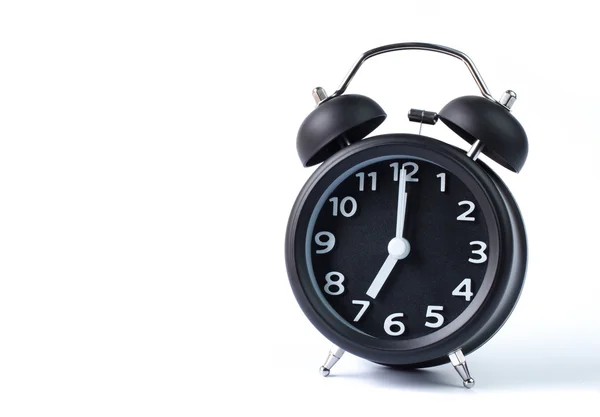 Zwarte dubbele bell alarm clock op witte achtergrond — Stockfoto