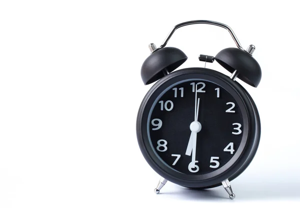 Zwarte dubbele bell alarm clock op witte achtergrond — Stockfoto