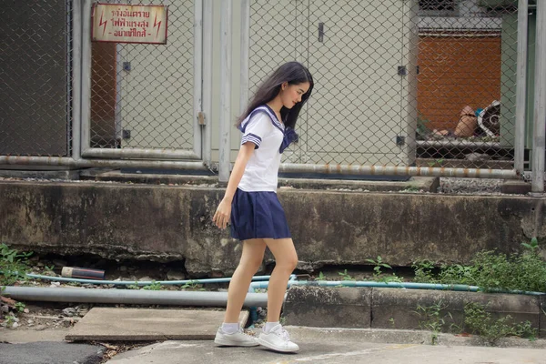 Japanisch Teen Hübsch Mädchen Student Uniform Glücklich Und Entspannen — Stockfoto