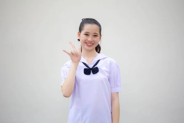 Asia Thai Junior Gymnasiet Student Uniform Vacker Flicka Älskar Dig — Stockfoto