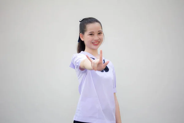 Asiatisch Thai Junior High School Student Uniform Hübsch Mädchen Liebe — Stockfoto