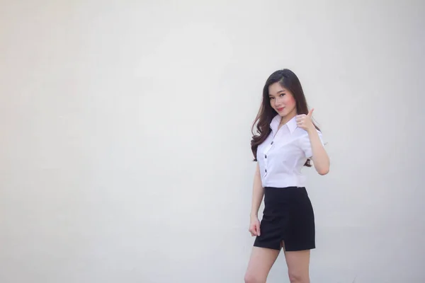 Thai Volwassen Student Universiteit Uniform Mooi Meisje Uitstekend — Stockfoto