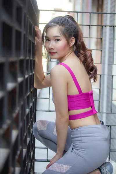 Adulto Asia Tailandés Hermosa Chica Sportswear — Foto de Stock
