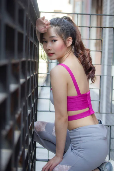 Volwassen Azië Thai Mooi Meisje Sportkleding — Stockfoto