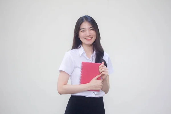 Thai Felnőtt Diák Egyetemi Egyenruha Gyönyörű Lány Mosoly Pihenés — Stock Fotó