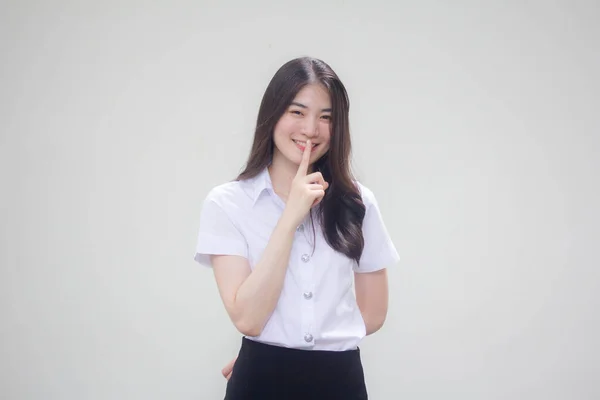 Thai Erwachsene Studentin Universität Uniform Schön Mädchen Silently — Stockfoto