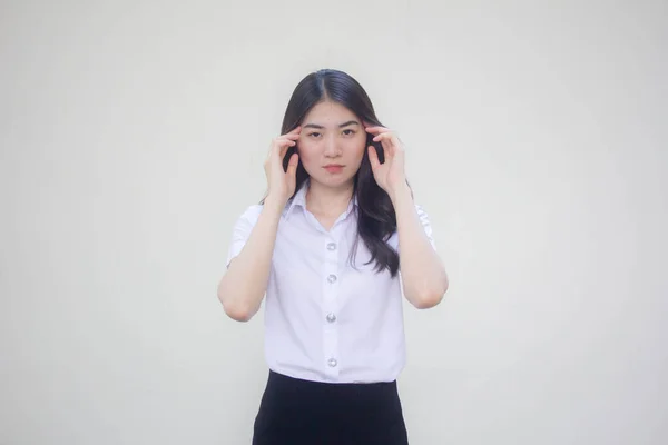 Thai Adult Student Universität Uniform Hübsch Mädchen Think — Stockfoto