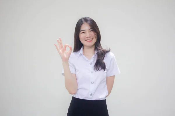 Thai Volwassen Student Universiteit Uniform Mooi Meisje — Stockfoto