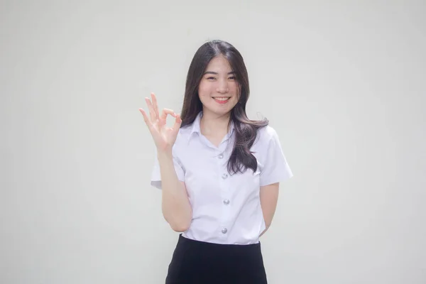 Thai Volwassen Student Universiteit Uniform Mooi Meisje — Stockfoto