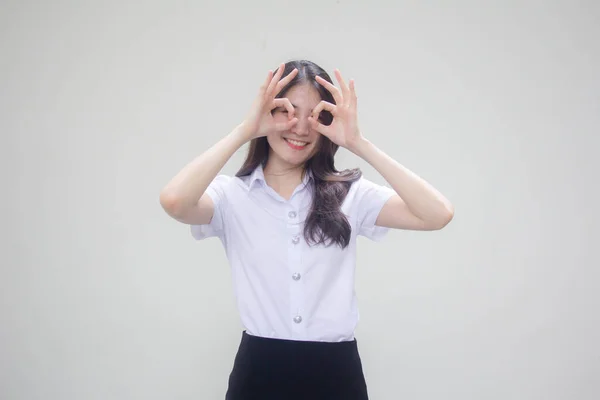 Thai Volwassen Student Universiteit Uniform Mooi Meisje — Stockfoto