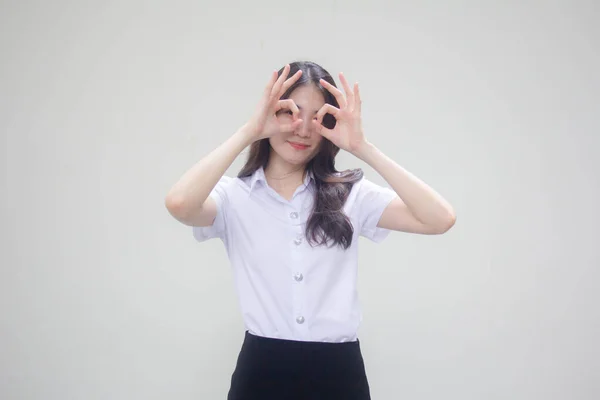 Thai Felnőtt Diák Egyetemi Egyenruha Gyönyörű Lány — Stock Fotó