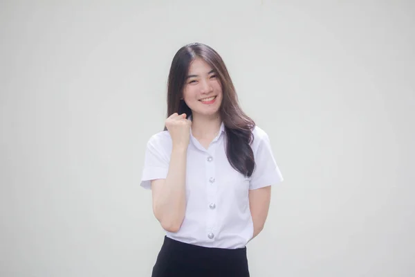 Thai Volwassen Student Universiteit Uniform Mooi Meisje Uitstekend — Stockfoto