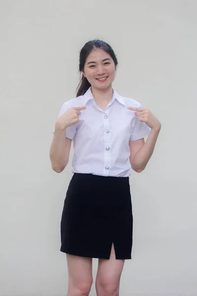 Thai Vuxen Student Universitet Uniform Vacker Flicka — Stockfoto