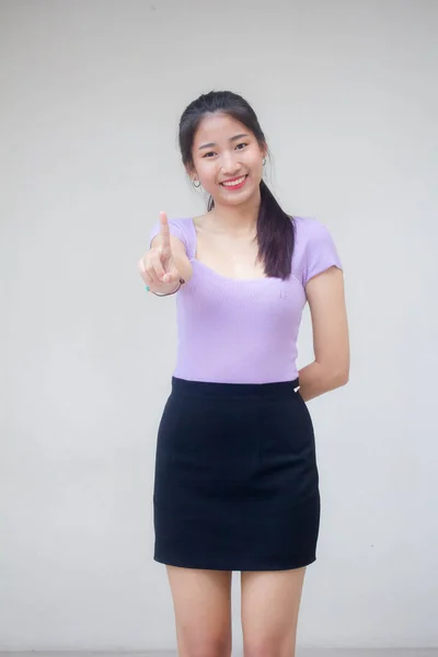 Retrato Tailandês Adulto Escritório Menina Número — Fotografia de Stock