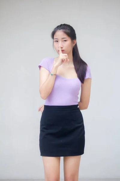 Ritratto Thai Adulto Ufficio Ragazza Silenziosamente — Foto Stock