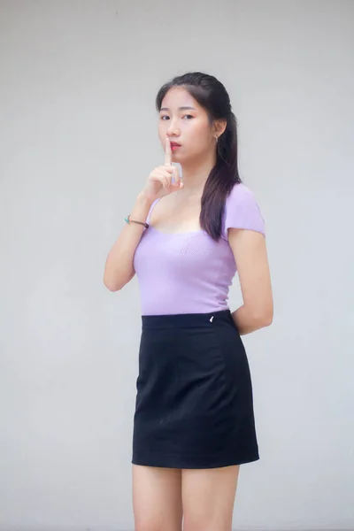 Retrato Tailandês Adulto Escritório Menina Silenciosamente — Fotografia de Stock