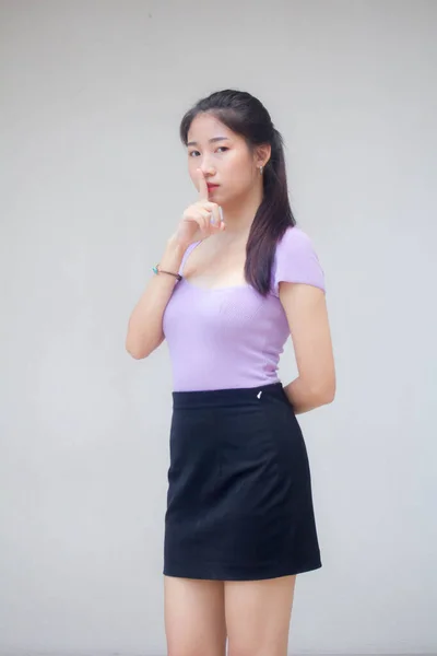 Retrato Tailandês Adulto Escritório Menina Silenciosamente — Fotografia de Stock
