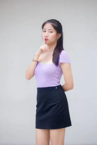 Portrét Thajské Dospělé Kancelářské Dívky Mlčky — Stock fotografie