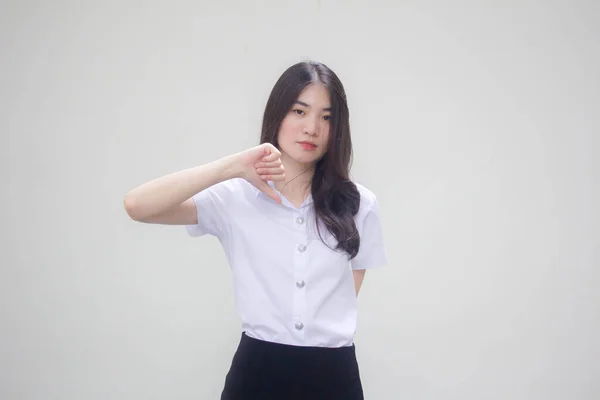 Thai Volwassen Student Universiteit Uniform Mooi Meisje Niet Leuk — Stockfoto